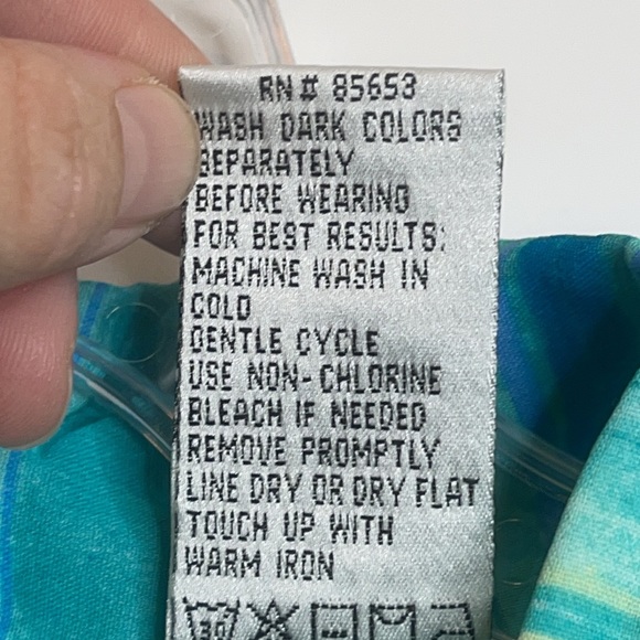 Napa Valley Green Blue Striped Top 1X PLUS SIZE - Picture 7 of 8